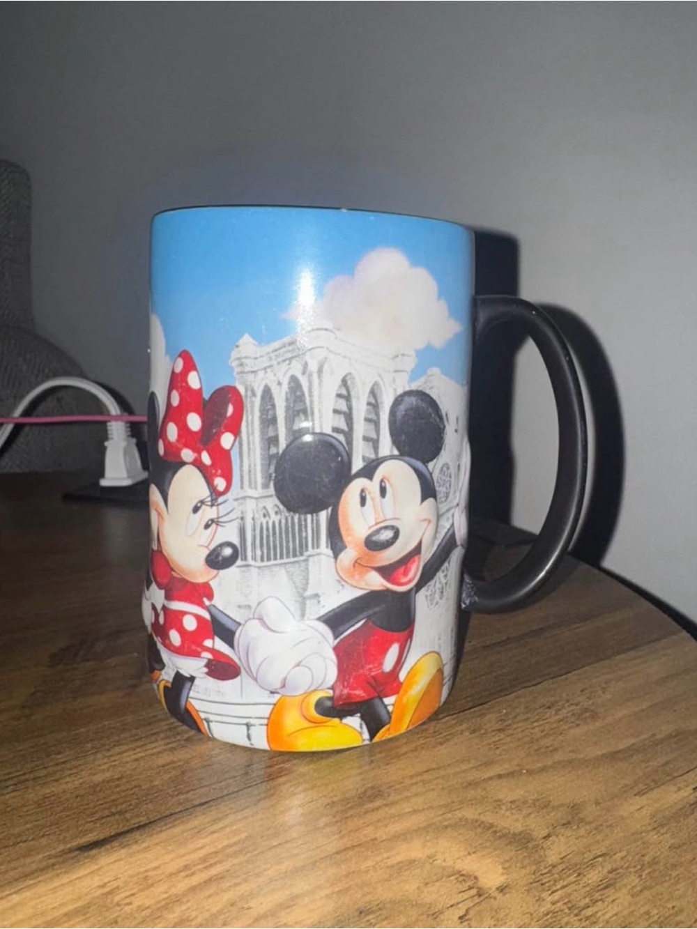 Disney Blue Mickey & Minnie Ceramic Mug with Black Handle